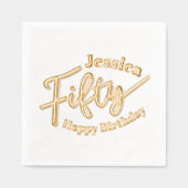 50ste verjaardag script aangepaste naam folie servetten (Voorkant)