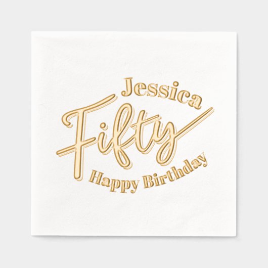50ste verjaardag script aangepaste naam folie servetten (Voorkant)