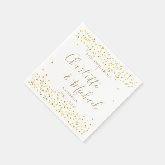 50ste verjaardag Signature Gouden Hartjes Confetti Servet (Hoek)