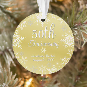 50ste verjaardag Sneeuwvlokken Custom Gouden Huwel Ornament
