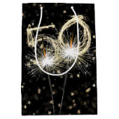 50ste verjaardag Sparklers op zwart met sterren Medium Cadeauzakje (Voorkant)