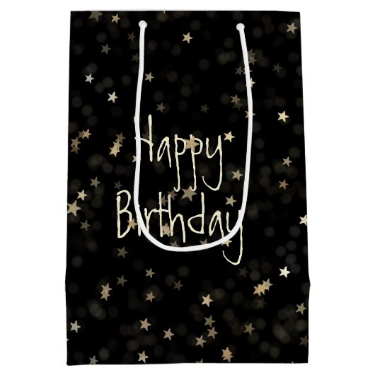 50ste verjaardag Sparklers op zwart met sterren Medium Cadeauzakje (Achterkant)