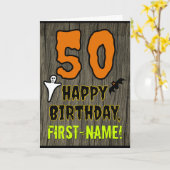 50ste verjaardag: Spooky Halloween Thema, Aangepas Kaart (Gele Bloem)