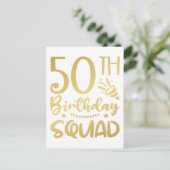 50ste verjaardag squad 50 feest crew briefkaart (Staand voorkant)