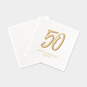 50ste verjaardag stijlvol modern gouden gepersonal folie servetten