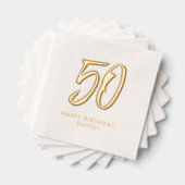 50ste verjaardag Stijlvolle moderne gouden geperso Folie Servetten (Insitu (Gestapeld))