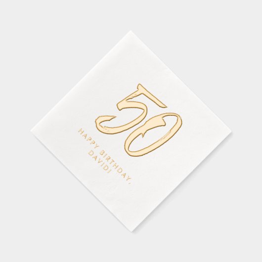 50ste verjaardag Stijlvolle moderne gouden geperso Folie Servetten (Rechts)