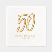 50ste verjaardag Stijlvolle moderne gouden geperso Folie Servetten (Voorkant)