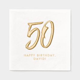 50ste verjaardag Stijlvolle moderne gouden geperso Folie Servetten