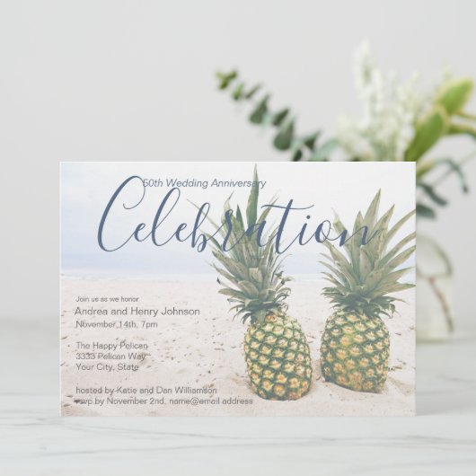 50ste verjaardag Strand Huwelijksviering Kaart (Staand voorkant)