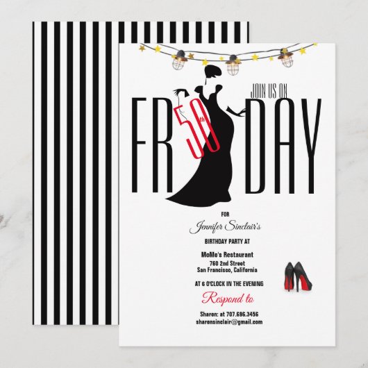 50ste verjaardag Stripes Stiletto's Unique Kaart (Voorkant / Achterkant)