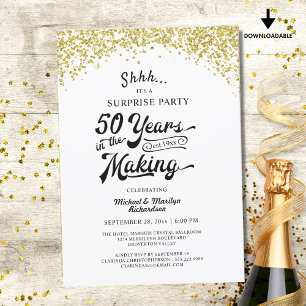 50ste Verjaardag Surprise Feestje Gouden Confetti Kaart