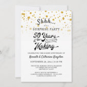 50ste verjaardag Surprise Party Gouden Confetti Kaart (Voorkant)