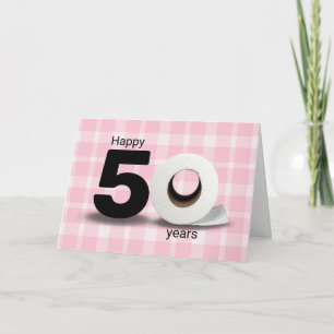 50ste verjaardag toiletpapierrol op geruit kaart