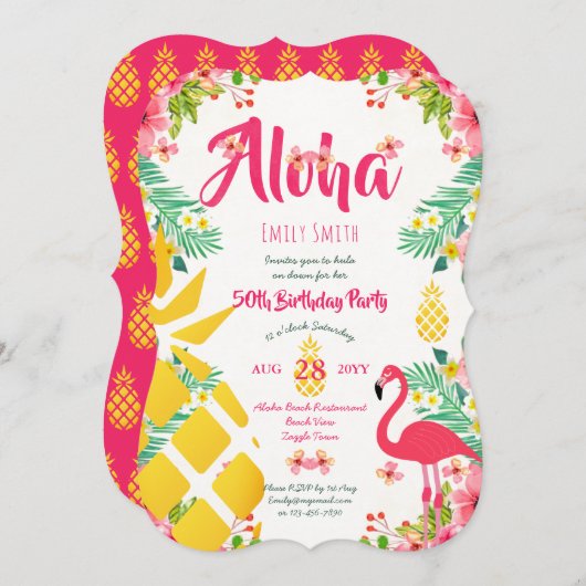 50ste verjaardag Tropische Hawaiiaanse uitnodigt a Kaart (Voorkant / Achterkant)