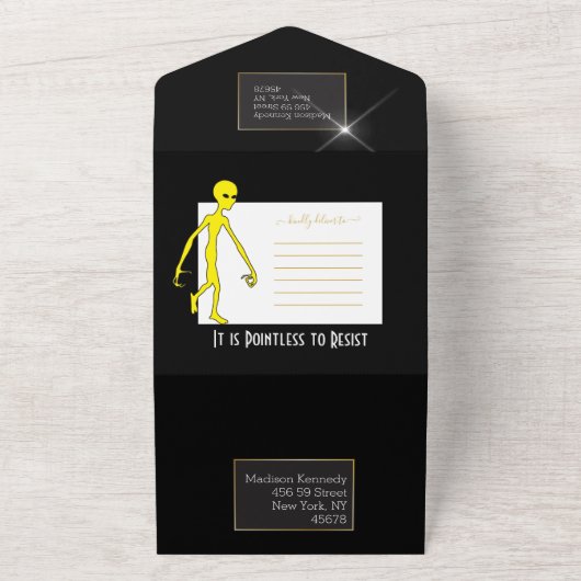 50ste verjaardag 👽 UFO Alien Abduction Party All In One Uitnodiging (Buitenkant)