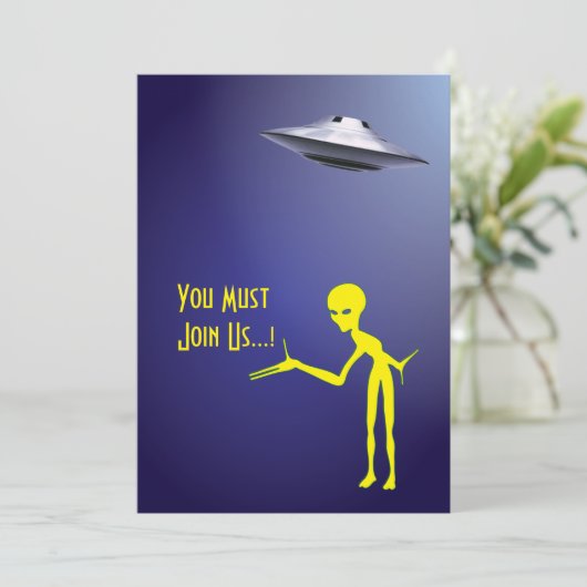 50ste verjaardag 👽 UFO Alien Abduction Party Kaart (Staand voorkant)