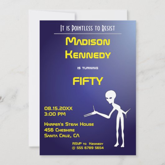 50ste verjaardag 👽 UFO Alien Abduction Party Kaart (Achterkant)