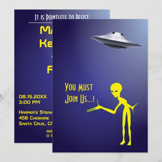 50ste verjaardag 👽 UFO Alien Abduction Party Kaart (Voorkant / Achterkant)