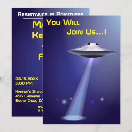 50ste verjaardag 👽 UFO Alien Abduction Party Kaart (Voorkant / Achterkant)