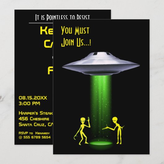 50ste verjaardag 👽 UFO Alien Abduction Party Kaart (Voorkant / Achterkant)