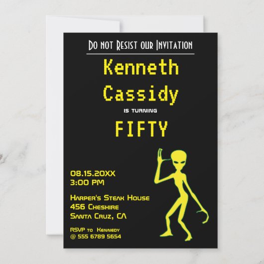 50ste verjaardag 👽 UFO Alien Abduction Party Kaart (Achterkant)