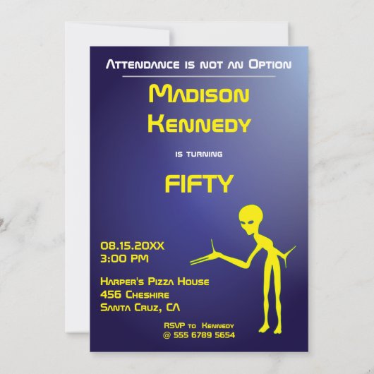 50ste verjaardag 👽 UFO buitenaardse ontvoering Kaart (Achterkant)