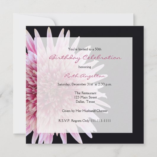 50ste verjaardag uitnodiging Gerbera Daisy (Voorkant)
