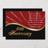 50ste verjaardag uitnodiging goud rood zwart (Voorkant / Achterkant)