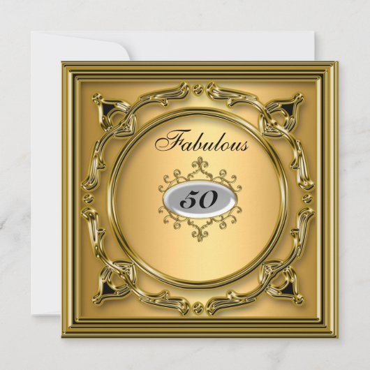50ste verjaardag Uitnodiging Goud Vijftigste (Voorkant)