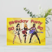 50ste verjaardag uitnodiging met een meisje band (Staand voorkant)