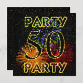 50ste verjaardag uitnodiging met vuurwerk (Voorkant / Achterkant)