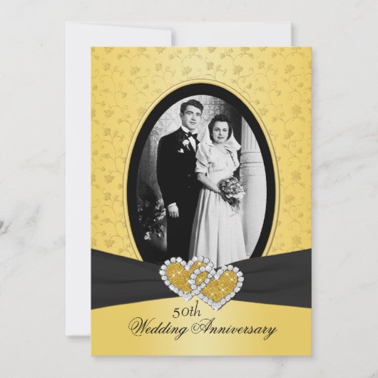 50ste verjaardag Uitnodiging Samengevoegde Harten (Voorkant)