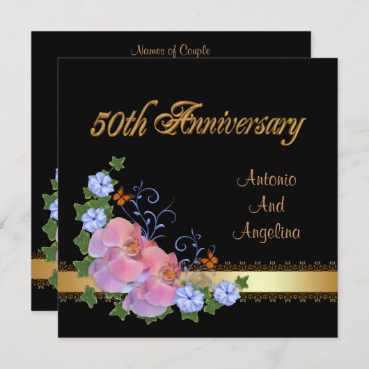 50ste verjaardag uitnodiging voor het diner orchid (Voorkant / Achterkant)