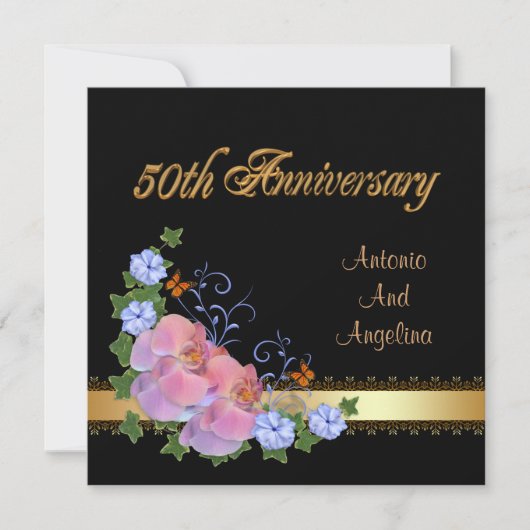 50ste verjaardag uitnodiging voor het diner orchid (Voorkant)