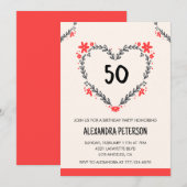 50ste verjaardag uitnodigingen voor haar bloemenha (Voorkant / Achterkant)