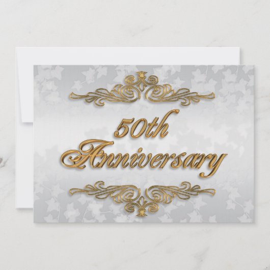50ste verjaardag uitnodigingskaart elegant kaart (Voorkant)