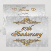 50ste verjaardag uitnodigingskaart elegant kaart (Voorkant / Achterkant)