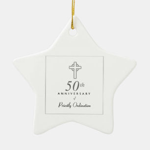 50ste verjaardag van priester met geëmailleerd kru keramisch ornament