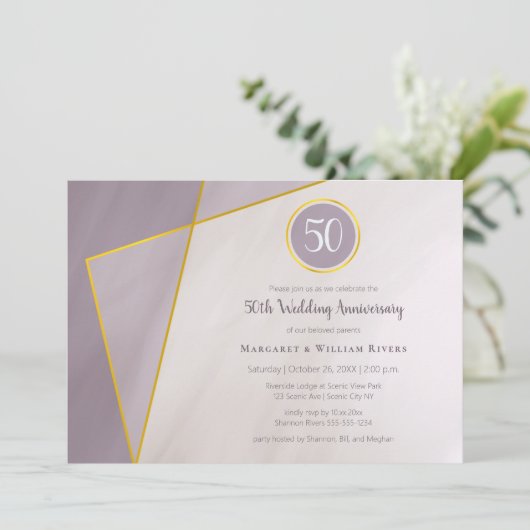 50ste verjaardag verjaardag gedempte pruim met gou kaart (Staand voorkant)