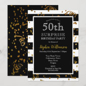 50ste verjaardag verrassing zwart-wit | Glitters Kaart (Voorkant / Achterkant)