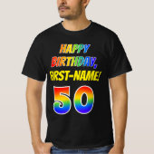 50ste verjaardag — Vet, Leuk, Regenboog 50, Aangep T-shirt (Voorkant)