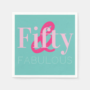 50ste verjaardag Vijftig en Fabulous Groen Roze Pa Servet
