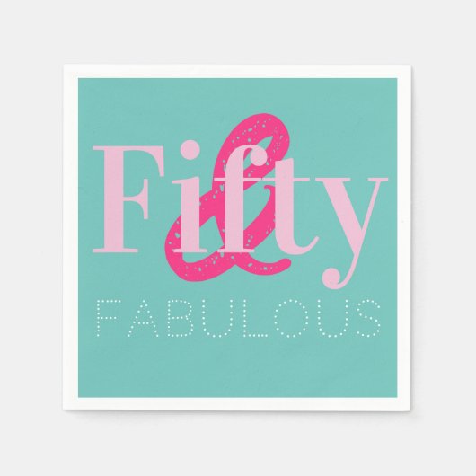 50ste verjaardag Vijftig en Fabulous Groen Roze Pa Servet (Voorkant)