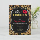 50ste verjaardag - Vijftig Fabulous Leopard Print Kaart (Staand voorkant)