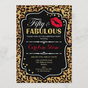 50ste verjaardag - Vijftig Fabulous Leopard Print Kaart