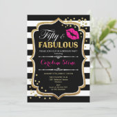 50ste verjaardag - Vijftig Fabulous Zwart Roze Gou Kaart (Staand voorkant)