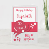 50ste verjaardag Vijftig prachtige grijs en rood Kaart (Voorkant)