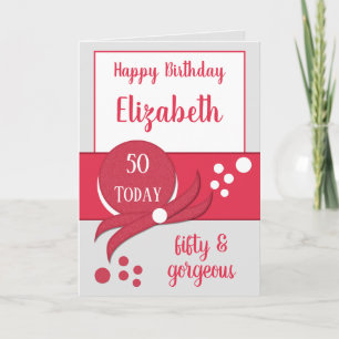 50ste verjaardag Vijftig prachtige grijs en rood Kaart