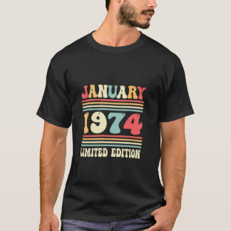 50ste Verjaardag Vintage januari 1974 Dagdecoratie T-shirt